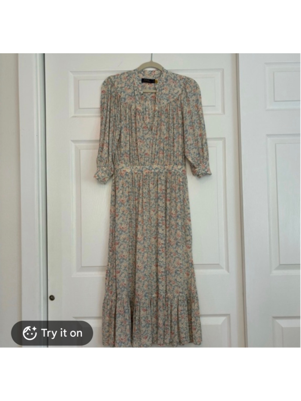 Polo Ralph Lauren Floral Prairie Maxi Dress Size 8 Blue Pink Cottagecore - Picture 2 of 6